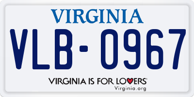 VA license plate VLB0967