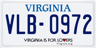 VA license plate VLB0972