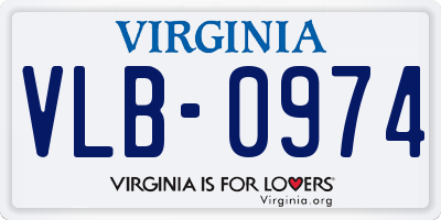 VA license plate VLB0974