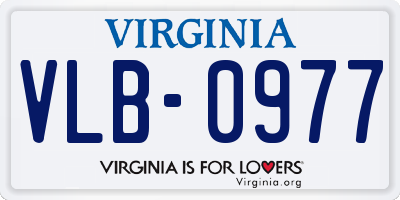 VA license plate VLB0977