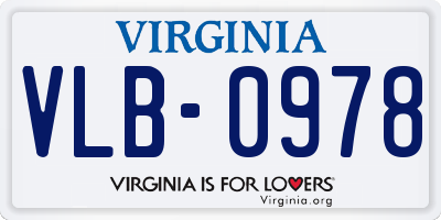 VA license plate VLB0978