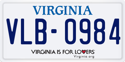 VA license plate VLB0984