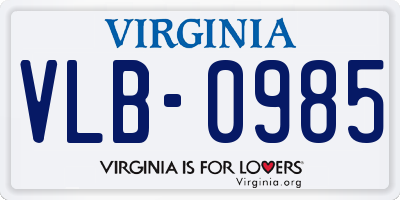 VA license plate VLB0985