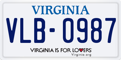 VA license plate VLB0987