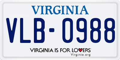 VA license plate VLB0988