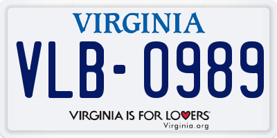 VA license plate VLB0989
