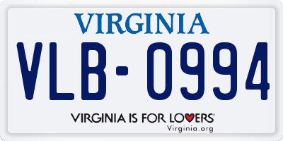 VA license plate VLB0994