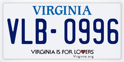 VA license plate VLB0996