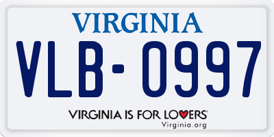 VA license plate VLB0997