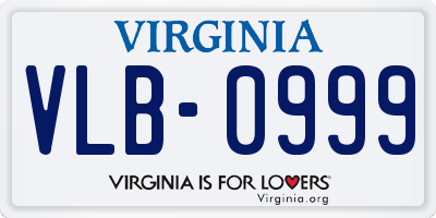 VA license plate VLB0999