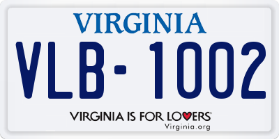VA license plate VLB1002