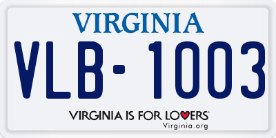 VA license plate VLB1003
