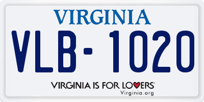 VA license plate VLB1020