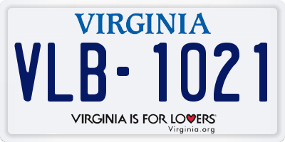VA license plate VLB1021