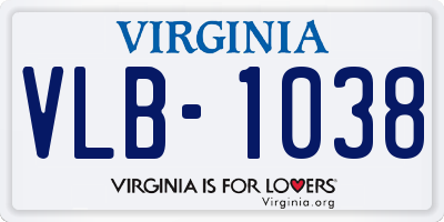 VA license plate VLB1038