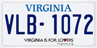 VA license plate VLB1072