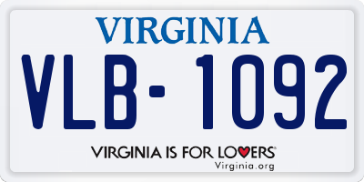 VA license plate VLB1092