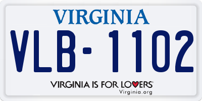 VA license plate VLB1102