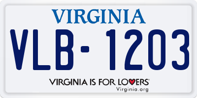 VA license plate VLB1203