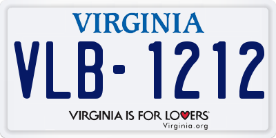 VA license plate VLB1212