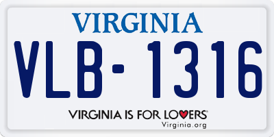 VA license plate VLB1316