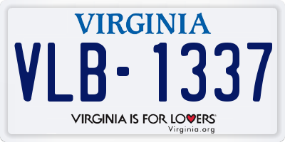 VA license plate VLB1337
