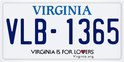 VA license plate VLB1365