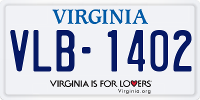 VA license plate VLB1402