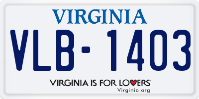 VA license plate VLB1403