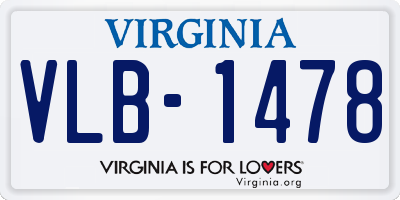 VA license plate VLB1478