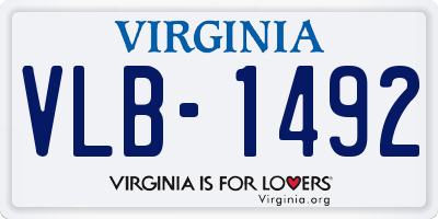 VA license plate VLB1492