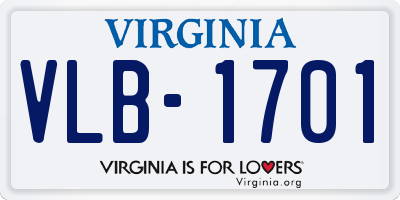 VA license plate VLB1701