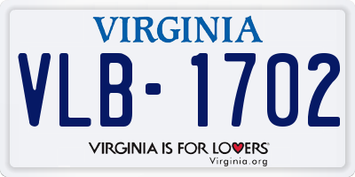 VA license plate VLB1702