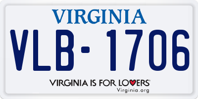 VA license plate VLB1706