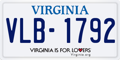 VA license plate VLB1792
