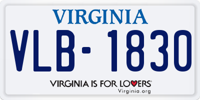 VA license plate VLB1830