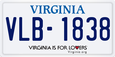 VA license plate VLB1838