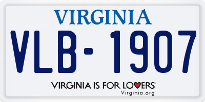 VA license plate VLB1907