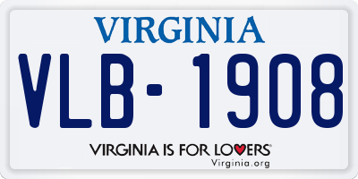VA license plate VLB1908