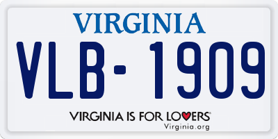 VA license plate VLB1909