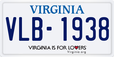 VA license plate VLB1938