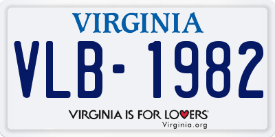 VA license plate VLB1982