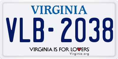 VA license plate VLB2038