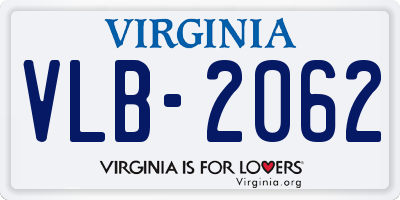 VA license plate VLB2062