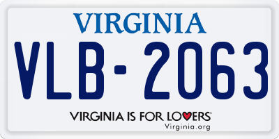 VA license plate VLB2063