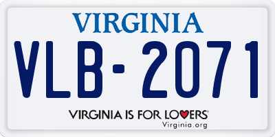 VA license plate VLB2071