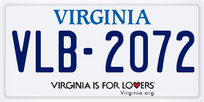 VA license plate VLB2072
