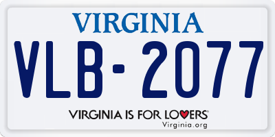 VA license plate VLB2077