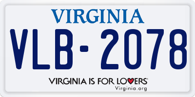 VA license plate VLB2078
