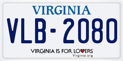 VA license plate VLB2080